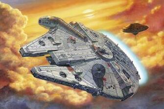 Star Wars Millennium Falcon Clouds Wall Mural Photo Wallpaper