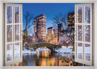 Amazon City Lights Christmas Snow Window 3d Wall Decal Art