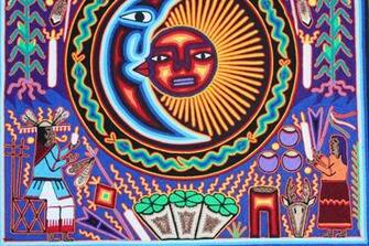 New Mexican Huichol Yarn Painting Native Craft Image