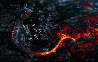 Wallpaper Fire The Volcano Fantasy Dragon