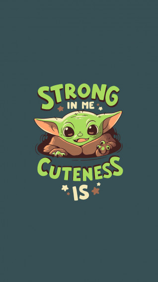 Baby Yoda Cartoon Wallpaper