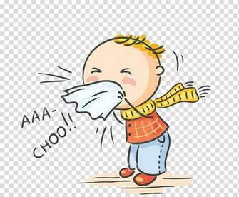 Sneezing Boy Illustration Common Cold Influenza Symptom Flu