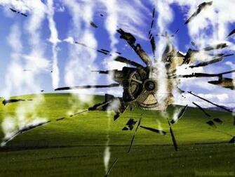 Broken Screen Wallpaper Of Windows Showing Inner Part Monitor