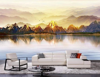 Wallpaper Murales 3d Mountain Peak River Water Natural