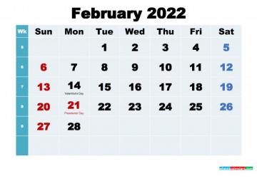 Printable February Calendar Wallpaper