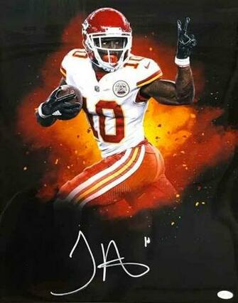 Tyreek Hill Signed Black Custom Peace Metallic Paper Photo