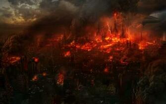Burning City Wallpaper Background