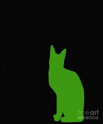 Lime Green And Black Background Cat