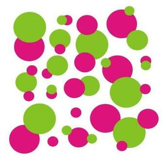Set Of Hot Pink And Lime Green Polka Dots Vinyl Wall Lettering