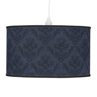 Blue Navy Rustic Damask Vintage Wallpaper Hanging Pendant Lamps