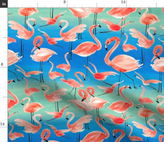 Summer Flamingo Sunset Safari Wallpaper Fabric Spoonflower