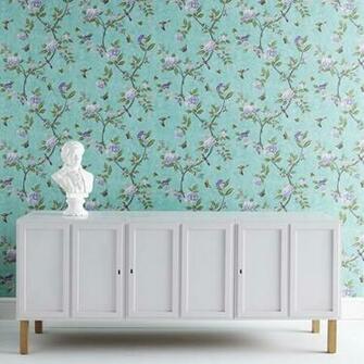 Graham Brown Chinoiserie Bird Butterfly Floral Leaf Wallpaper