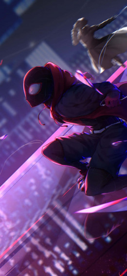 Purple Neon Light Spider Man Miles Morales iPhone