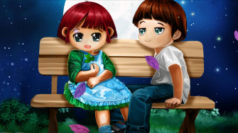 Romantic Couple Cartoon Wallpaper