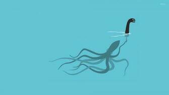 Giant Squid Playing As The Loch Ness Monster Wallpaper Funny