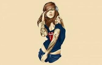 Headphones Tattoos Skirts Rolling Stones