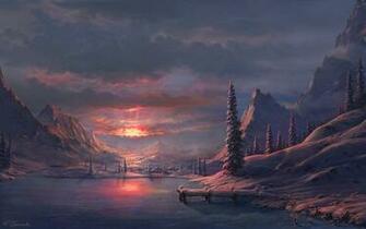 Landscapes Winter Snow Sky Clouds Sunrise