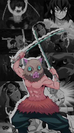 Inosuke On Pig Mask Demon Slayer iPhone Wallpaper