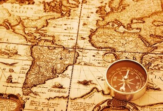 Stock Photos Of Old Map South America With Compass Image