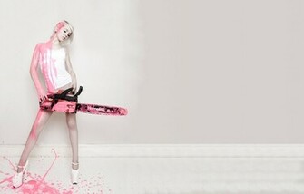 Legs Women Artistic Pink Chainsaw High Heels Girls With Guns Long