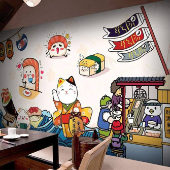 Amazon Hand Painted Cute Cartoon Cat Background