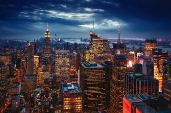 Evening Building Lights Night Usa New York City Wallpaper