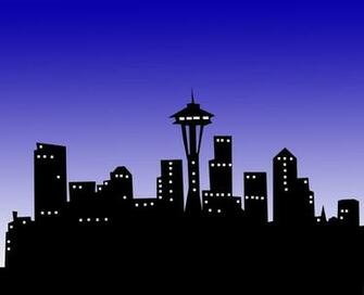 Seattle Night Out Skyline Silhouette