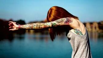 Tattooed Redhead Outdoors Desktop Pc And Mac Wallpaper