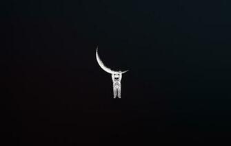 Wallpaper Minimalism The Moon Suit Astronaut Costume