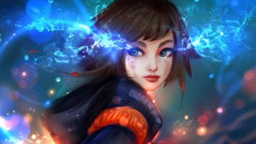 Fantastic Blue Eyed Anime Girl Desktop Wallpaper