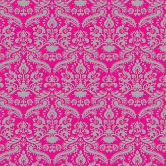 Dolls House Emporium Bright Pink Silver Damask Wallpaper