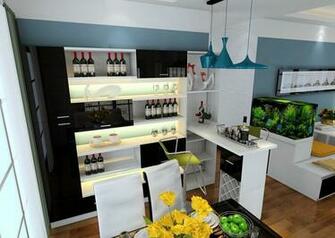 Modern Dining Room With Wooden Wine Cabinet 3d House