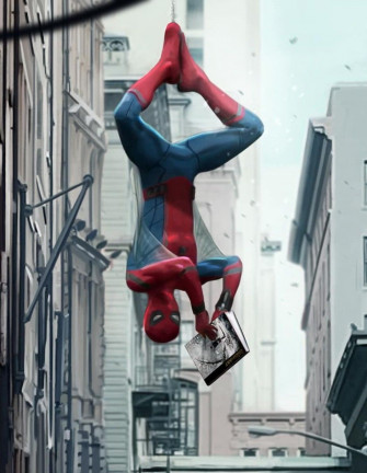 Spider Man Hanging Upside Down And Reading Spiderman