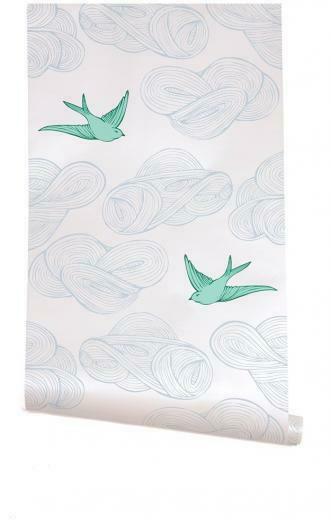 Daydream Wallpaper In White And Turquoise By Julia Rothman For Hygge