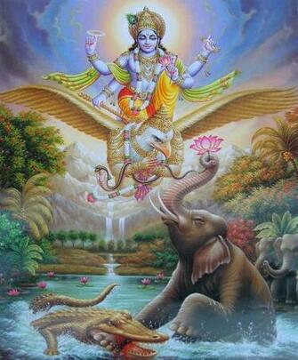 Hindu God Wallpaper Lord Vishnu Garuda Gajendra Moksha