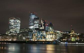 Wallpaper Night Lights Long Exposure Modern Architecture London
