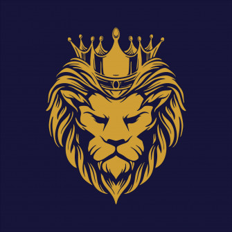 Lion Head With Crown In Blue Wallpaper