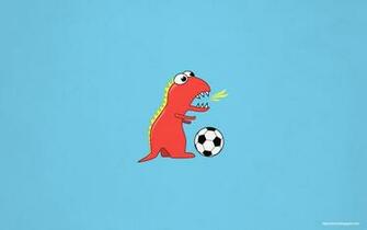 My Grinning Mind Funny Cartoon Dinosaur Playing Soccer