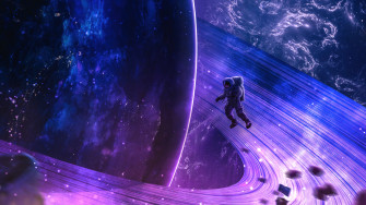 Saturn Orbit Astronaut Planet Space 4k Wallpaper iPhone HD Phone
