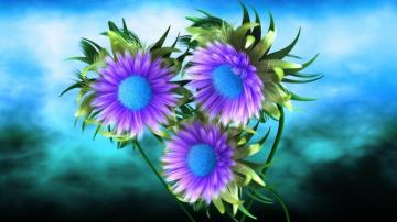 3d Purple Flower Wallpaper Cute