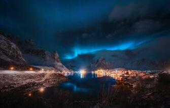 Wallpaper Winter The Sky Stars Clouds Light Lights