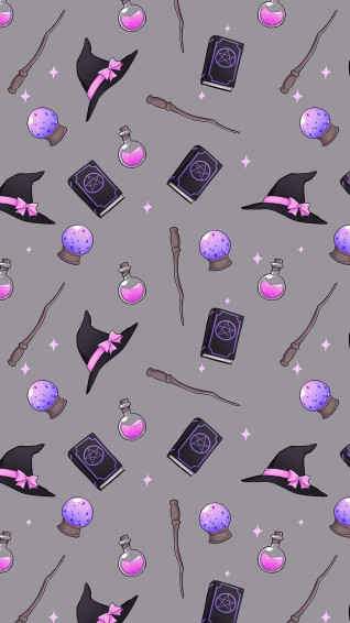 Pastel Witch Pattern Wallpaper