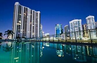 Beach Bridge Cities Florida Marina Miami Monuments Night Panorama