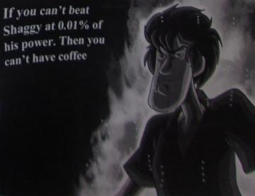Ultra Instinct Shaggy Paper Near A Coffee Machine