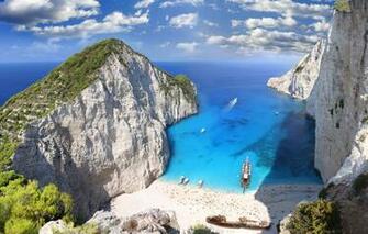Wallpaper Beach Clouds Rocks Island Greece The Ionian Sea