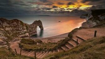 Earth Durdle Door Nature Coast Coastline Steps Step Arch Beach