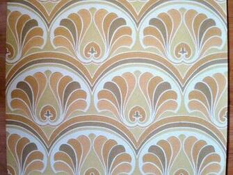 Vintage Wallpaper Roll Orange Brown Fan Shaped Beautiful Paper