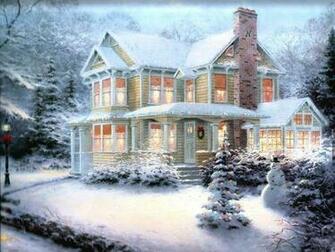Christmas Art Winter Scenes Wallpaper Image