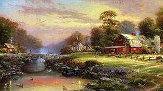 Thomas Kinkade Paintings Art Oil Wallpaper