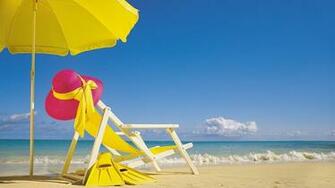 Yellow Beach Chair Wallpaper For iPad HD Image